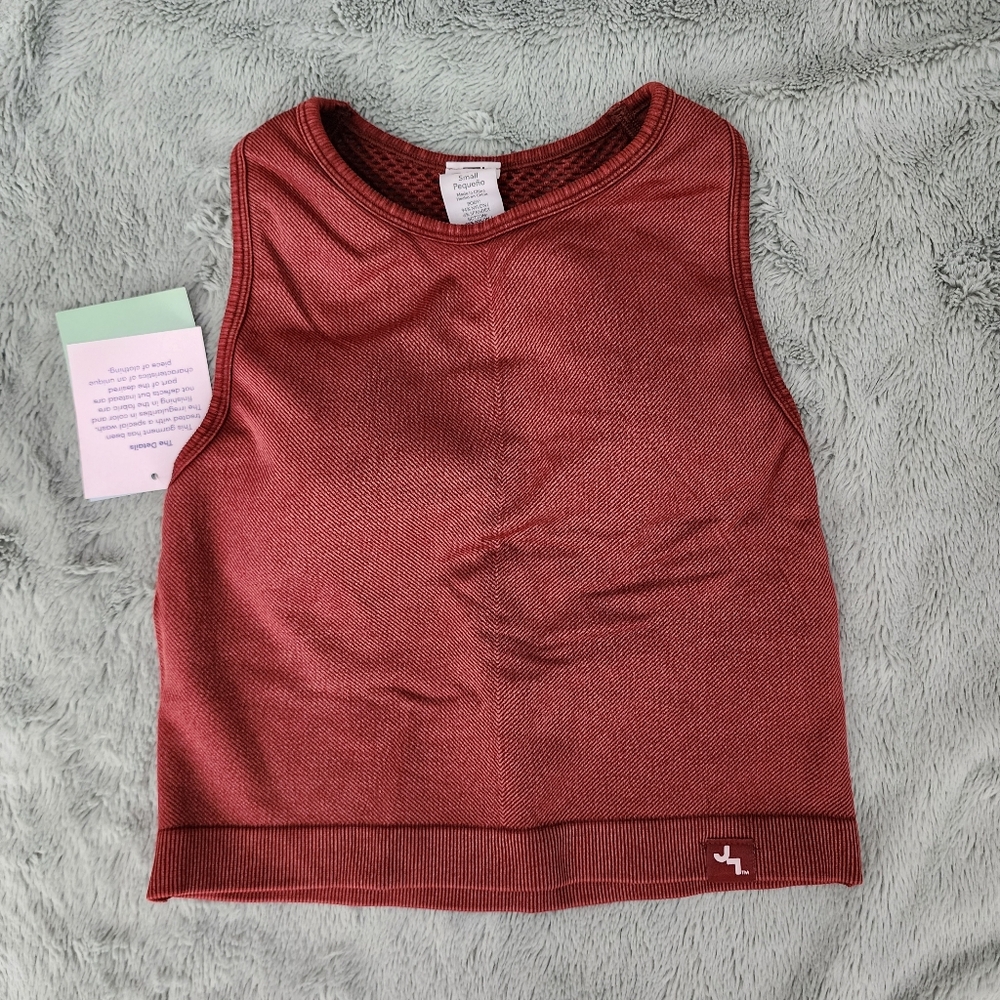 JoyLab Seamless Support Tank Top Athletic Fit Crop Top, Maroon Burgundy Athletic